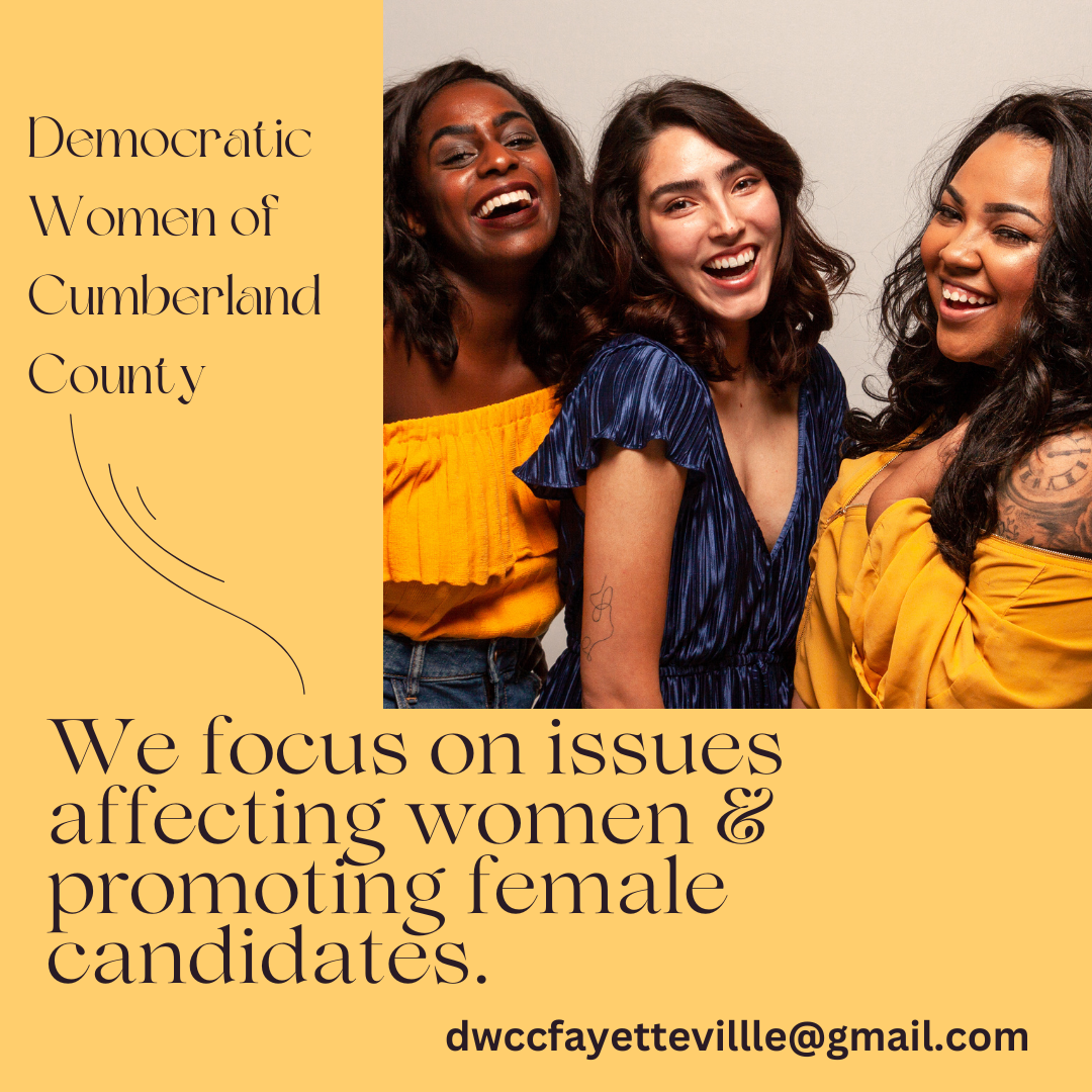 women laughing as text highlights the Democratic Women of Cumberland County